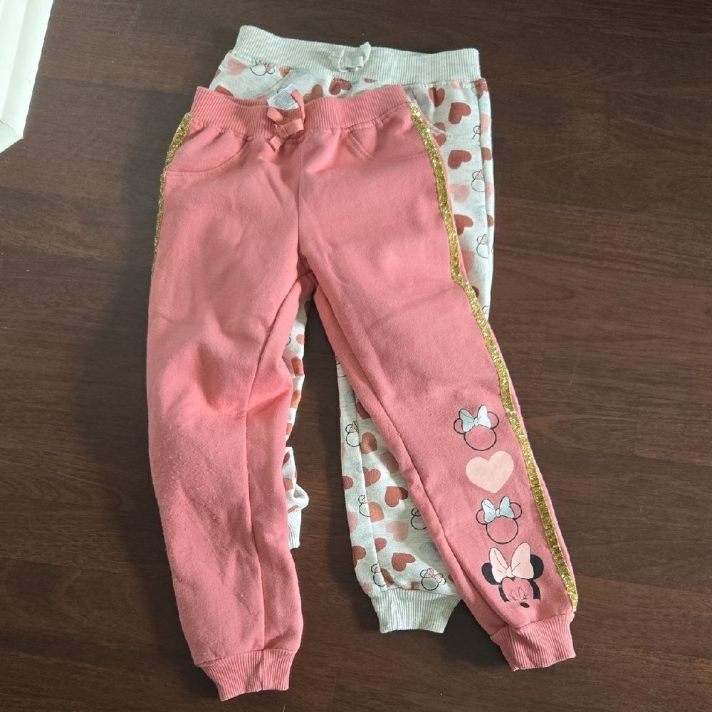 Disney Pink and White Sweatpants with Elastic Cuffs